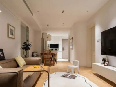 尚层空间丨78㎡温柔浅色小三居，弧形墙+玻璃砖，颜值炸裂！