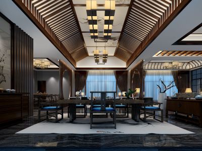 会所3000平中式风装修案例