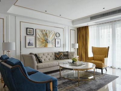 阳光城悦江海轻奢风格119平米三室两厅装修案例