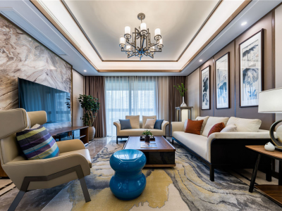 云星海景台新中式风格121平米三室两厅装修案例