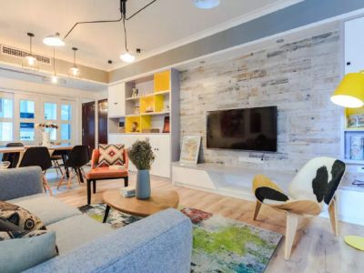 荣安林语沁雪92平米混搭三居室装修案例