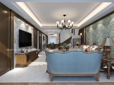 东明龙脉御园300㎡复式美式风装修案例