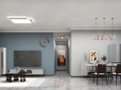 幸福城105平米简约风格三室两厅装修案例