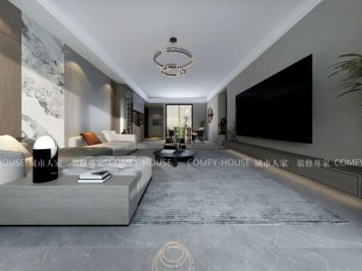 中央悦府140㎡现代风格三居室装修案例