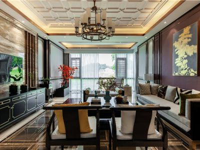 恒利·江悦明珠148平三居室新中式风格装修案例