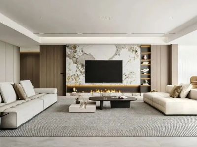 一格里小区121平米现代极简二居装修案例