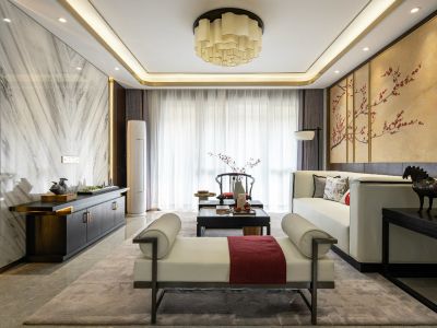 华地仟佰居103平新中式风三居装修案例