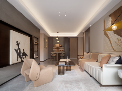 保利花园110平轻奢风格三居室装修案例