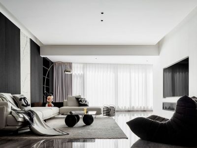 朝南维港半岛132平现代风格三居室装修案例