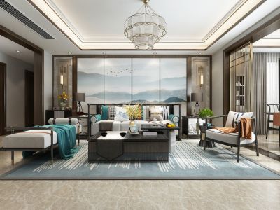 万和府197㎡平层中式风格装修案例