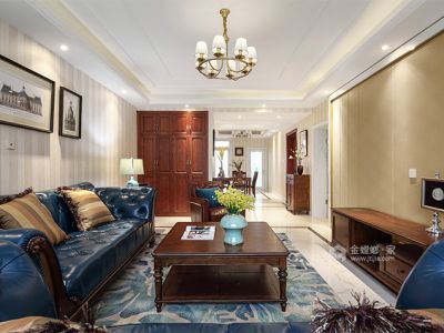 玉兰花园198平四居室美式风格装修案例