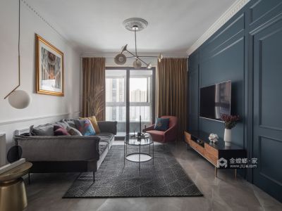 运河壹号府89平三居室法式轻奢装修案例