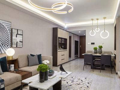 晨晖玺樾88平米轻奢风格三室两厅装修案例