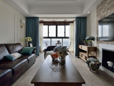 滨海国际君临湾126平米美式风格三室两厅装修案例