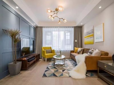 滨江世纪佳城104平米混搭风格三室两厅装修案例