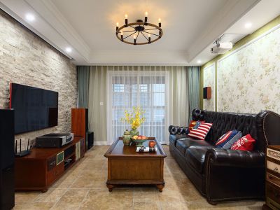 天街华府105平米田园风格三室两厅装修案例