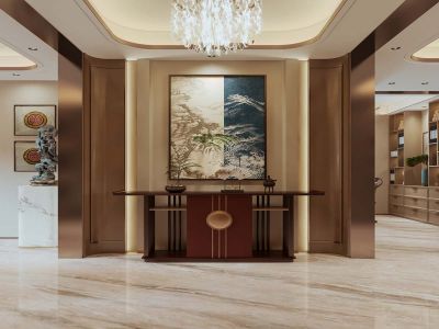 世茂奥临花园136平米平层新中式风格装修