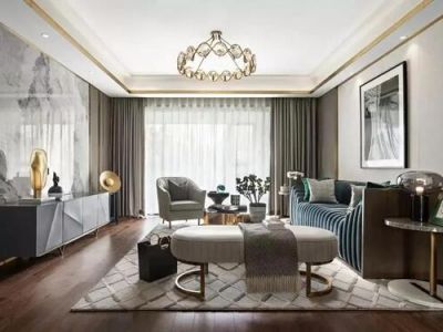 万科劝学里121平三居室轻奢风格装修案例