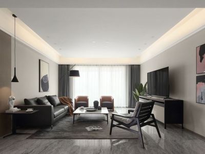 东逸湾126平现代风格三居室装修案例