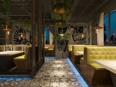 220平复古风格餐饮店装修案例