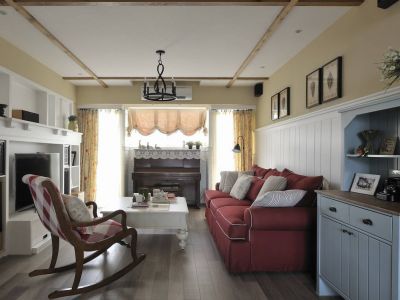 珠江花城115平米田园风格三室两厅装修案例