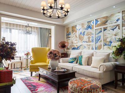 保利悦公馆94平米美式风格三室两厅装修案例