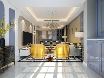 玉兰花园260平联排别墅美式风格装修案例