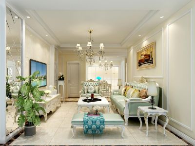 丽景佳苑135平三居室简欧风格装修案例