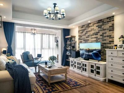 新世界观澜97平米地中海风格三室两厅装修案例