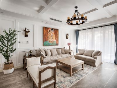 中铁阅山湖C组团130平米美式风格三室两厅装修案例